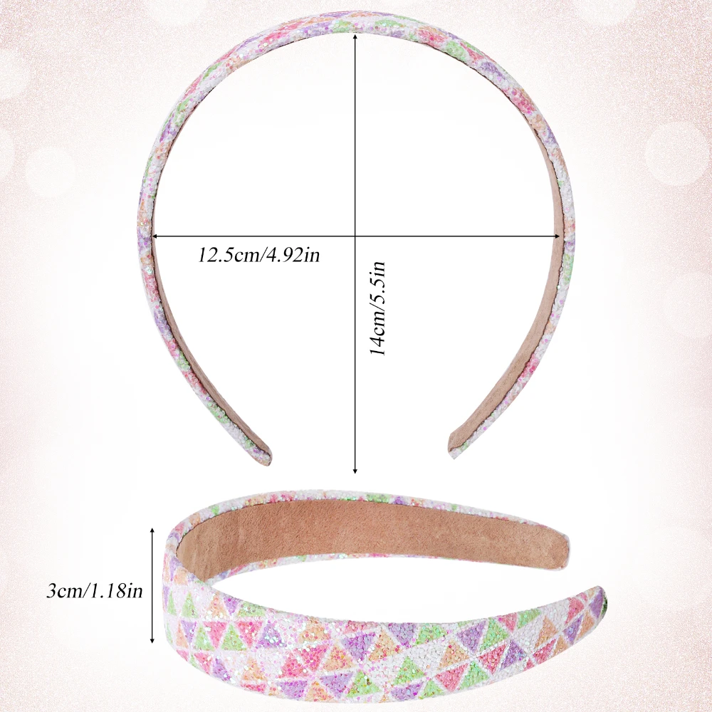 Diadema de lentejuelas de cuero para mujer, diadema colorida de 3cm de ancho para lavar la cara, accesorios para el cabello con purpurina de moda