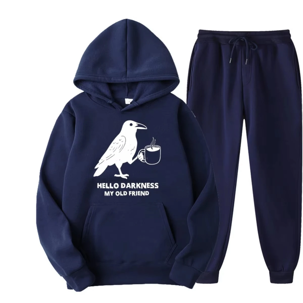 

Men's New 2025 Halloween Hello Darkness My Old Friend Sweatshirt Horror Season Vibes Hoodie Fashion Retro Round Neck Hoodie Set