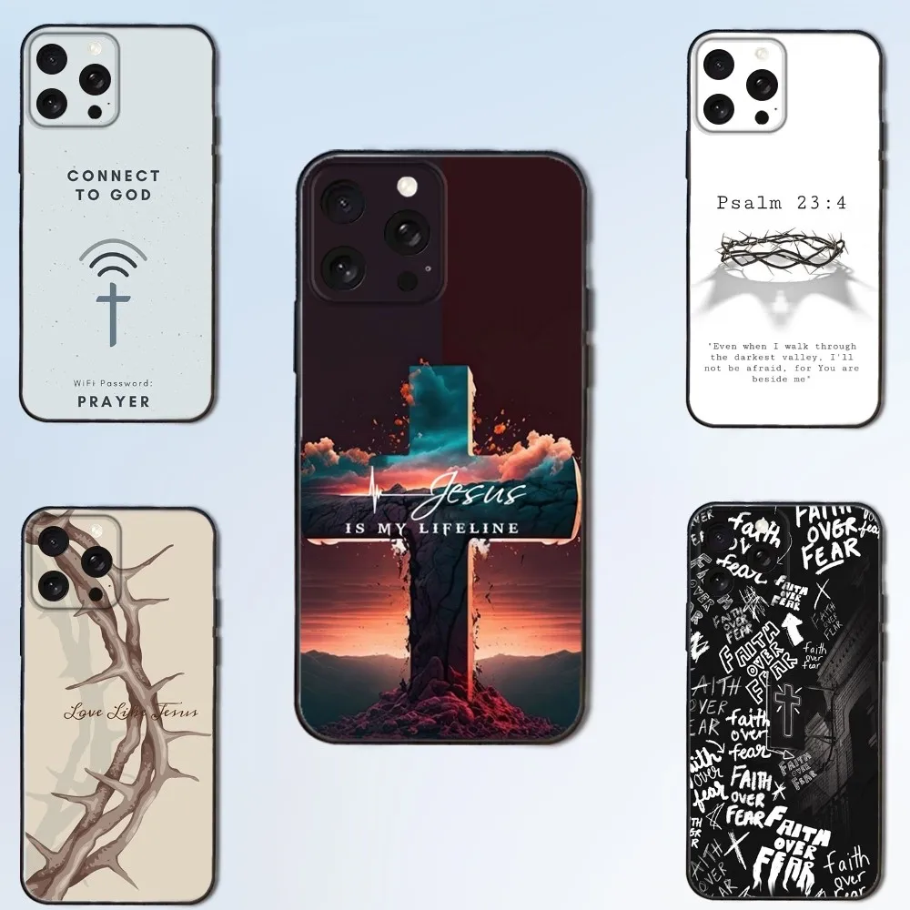 

Bible Verse Jesus Christ Phone Case For iPhone16,15,14,13,12,11,Plus,Pro Max,XS,X,XR,SE,Mini,8,7 Soft Silicone Black Cover