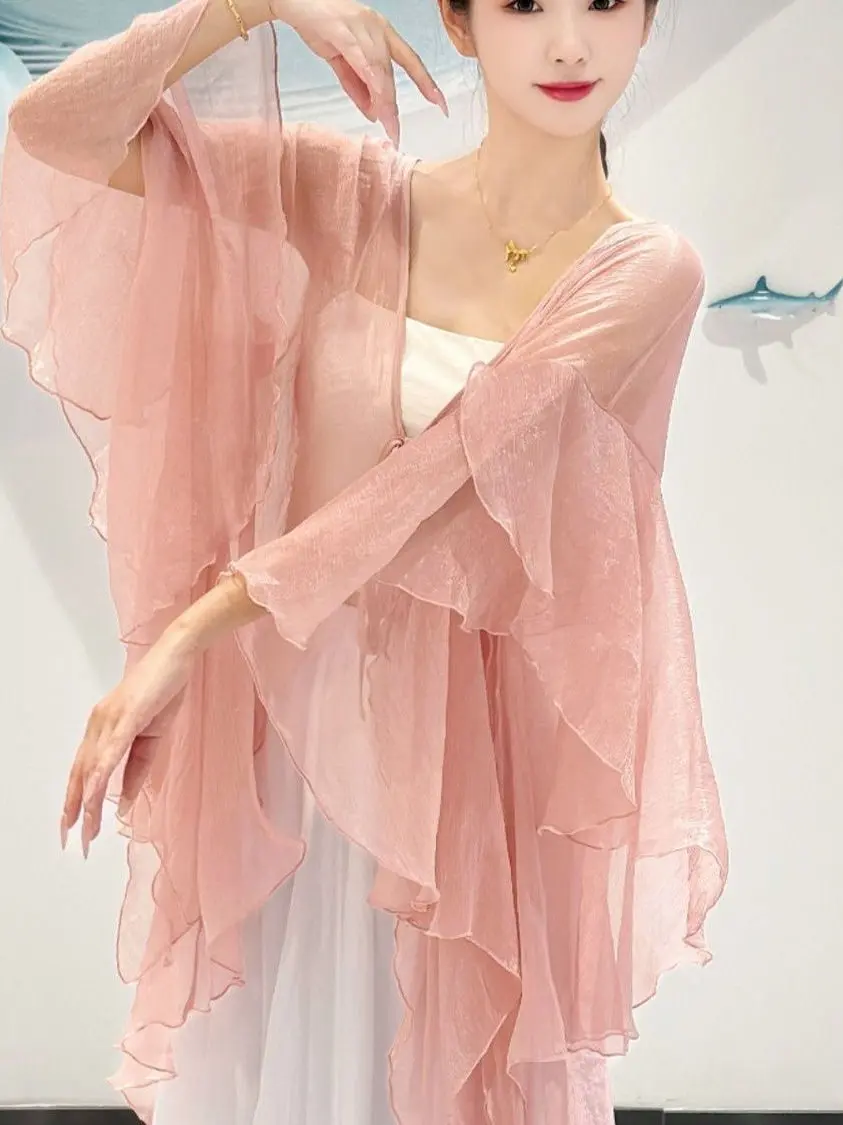 Rosa Chiffon irt Protezione solare sottile estiva da donna Coprispalle Capispalla con punteruolo Cardigan Protezione solare di media lunghezza...
