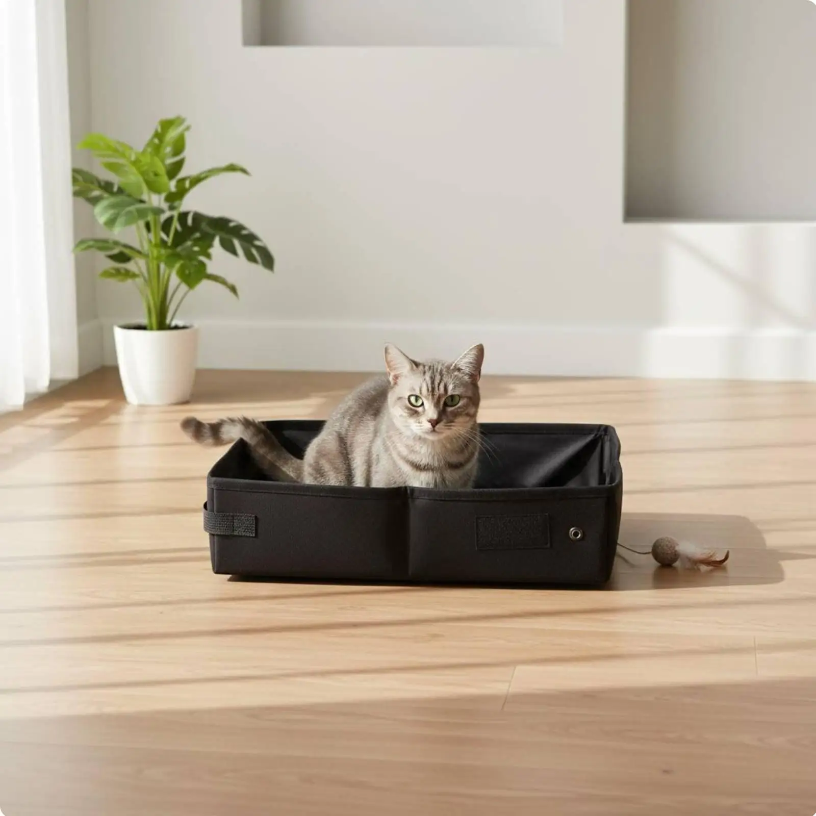 Foldable Travel Cat Litter Box Portable Pet Toilet Waterproof Oxford Cloth for Car Trips and Camping - view 4