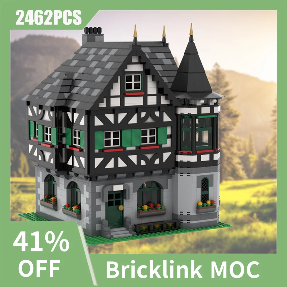 2462PCS European Medieval Street View MOC modular Timbered house model DIY creative ideas ChildToy birthday Gift building Blocks