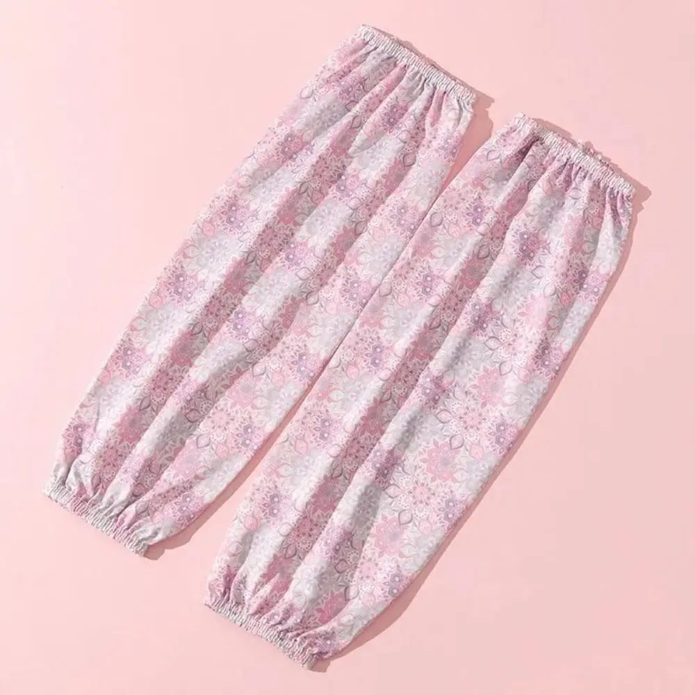 Nuevos guantes de seda de hielo florales a la moda, manoplas largas holgadas Anti-UV, protectores de brazos, mangas transpirables para conducir al aire libre