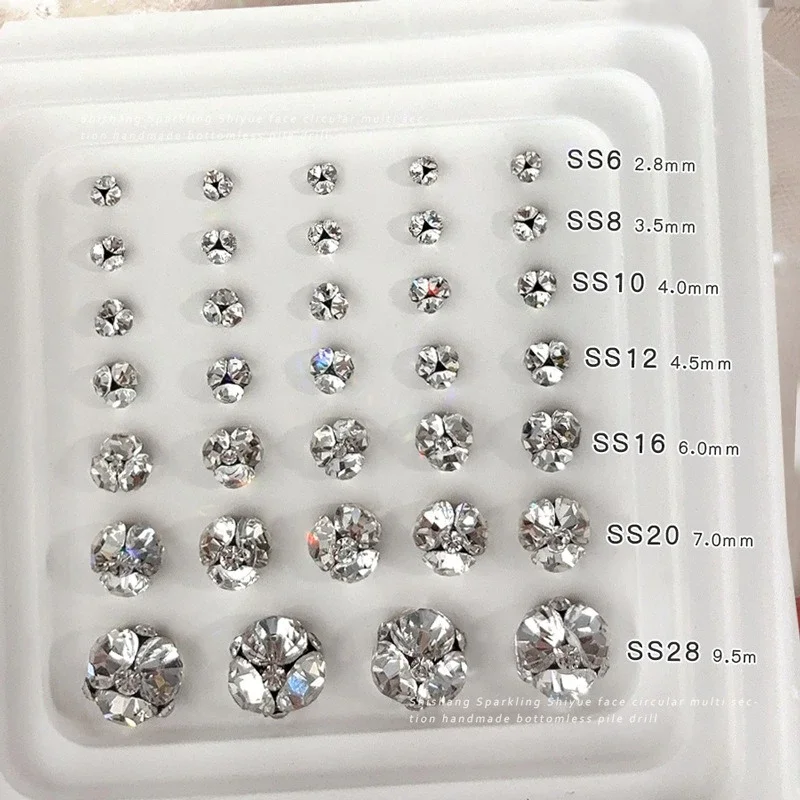 5Pcs Finished Clear Stacked Rhinestone Balls Non Setting Nail Gems Sparkly Mixed Size Nail Art Charms for Handmade Press On Nail