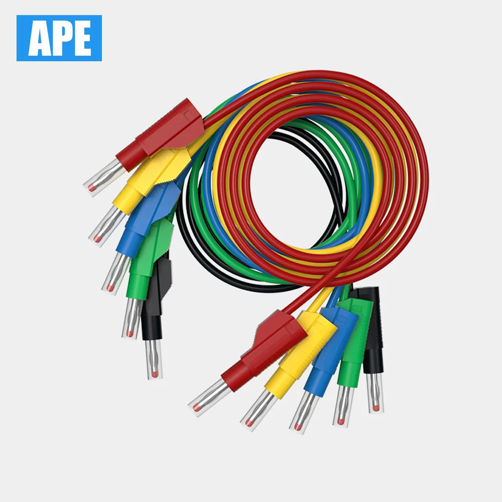 5pcs Multi-meter Test Leads Cable Wire Line 1 m Security Banana Plug 4 mm 5 colors Test Tool DIY