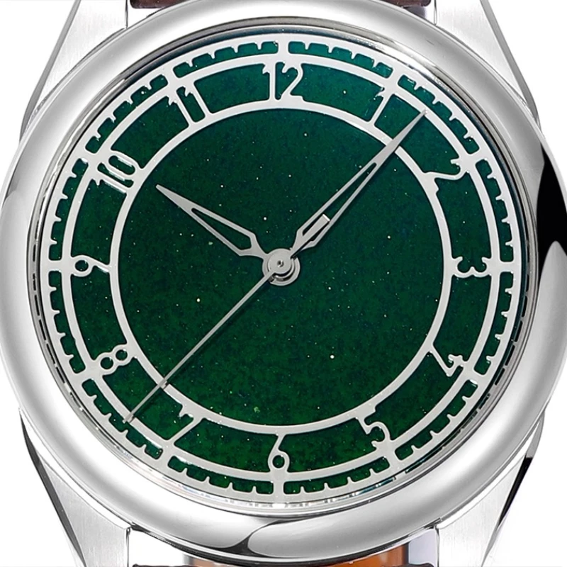 

Автоматические механические часы из натуральной кожи с синим кристаллом, песком, зеленым песком и камнем, деловые часы для отдыха