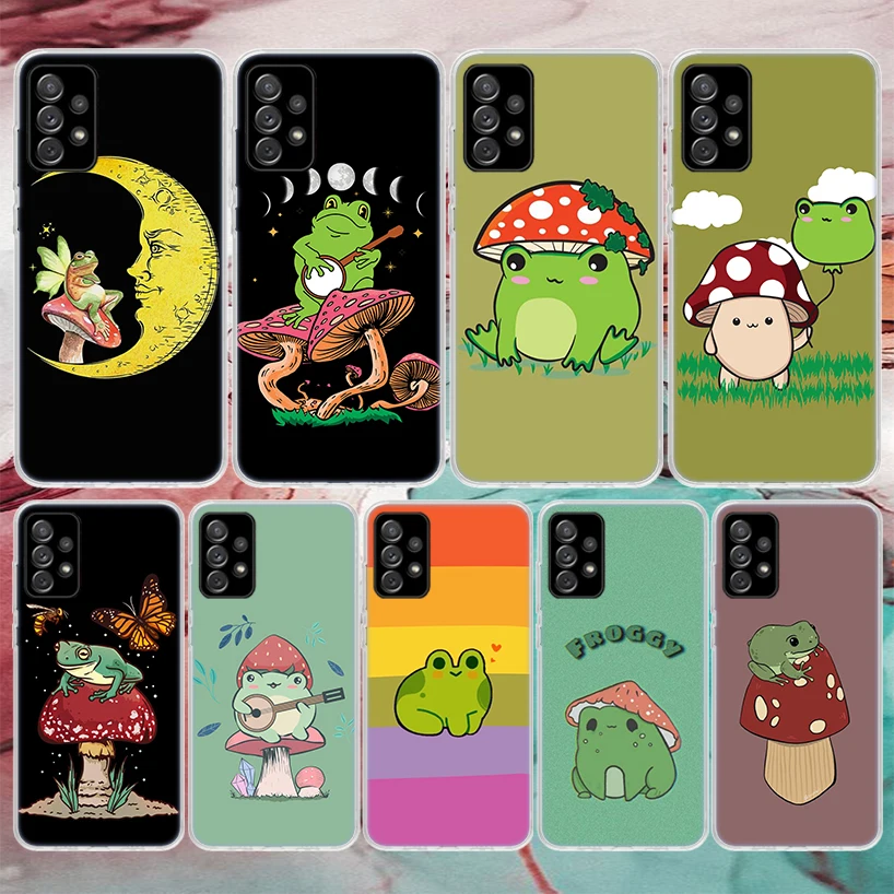 Cottagecore Frog Mushroom Kawaii Soft Phone Case For Samsung Galaxy A51 A50 A71 A70 A10 A20E A30 A40 A41 A31 A21S A11 A6 A7 A8 A