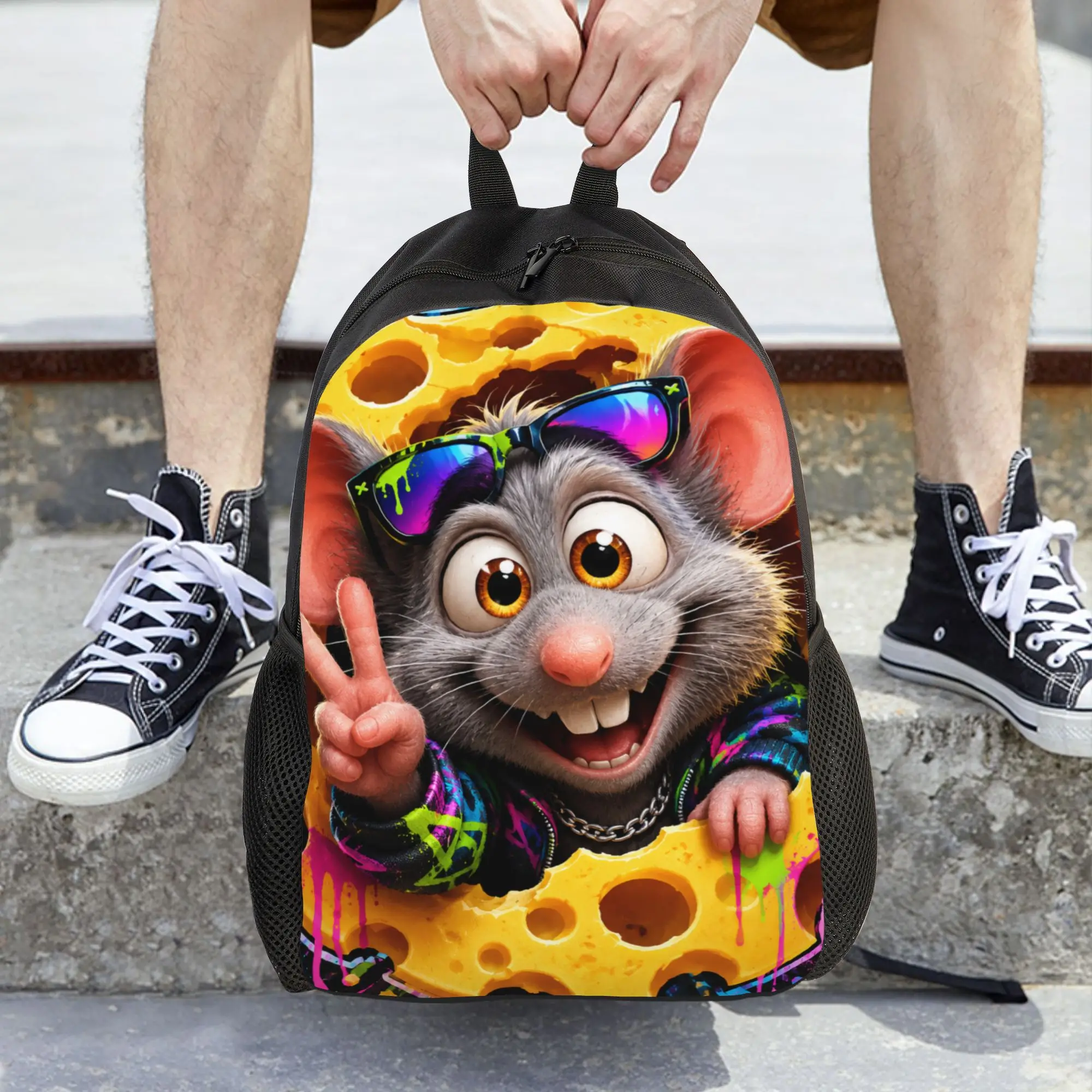 Fashion Cute hamster theme backpack  mochila Classic High School Retro Washable Rucksack