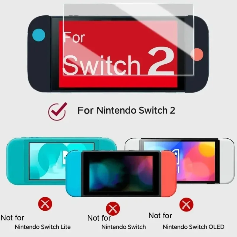 Easy Installation Screen Protector for Nintendo Switch 2 Game Console HD Tempered Glass Anti-Scratch Films with Joystick Caps