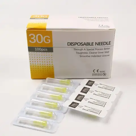 Bilashmart 100Pcs/box 30G 4mm 8mm 13mm Disposable Needle Sterile Steel Tip Needle Painless Injector Micro Hypodermic Beauty Tool