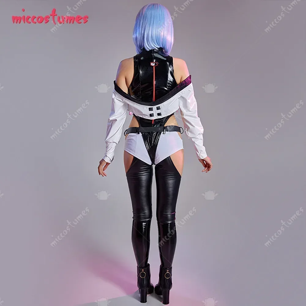 Micfigurinos-Fantasia Lucy Cosplay para Mulher, Bodysuit Punk com Peruca