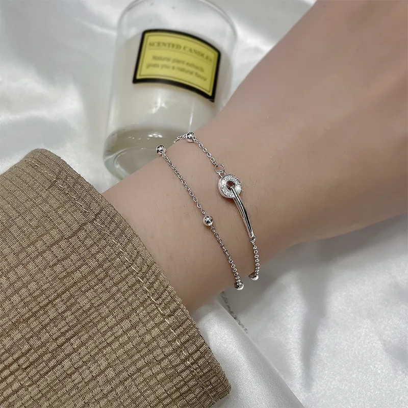 New Fashionable Niche Design Diamond Inlaid Handmade High Level Exquisite Double-layer Bracelet for Friend Family Gift