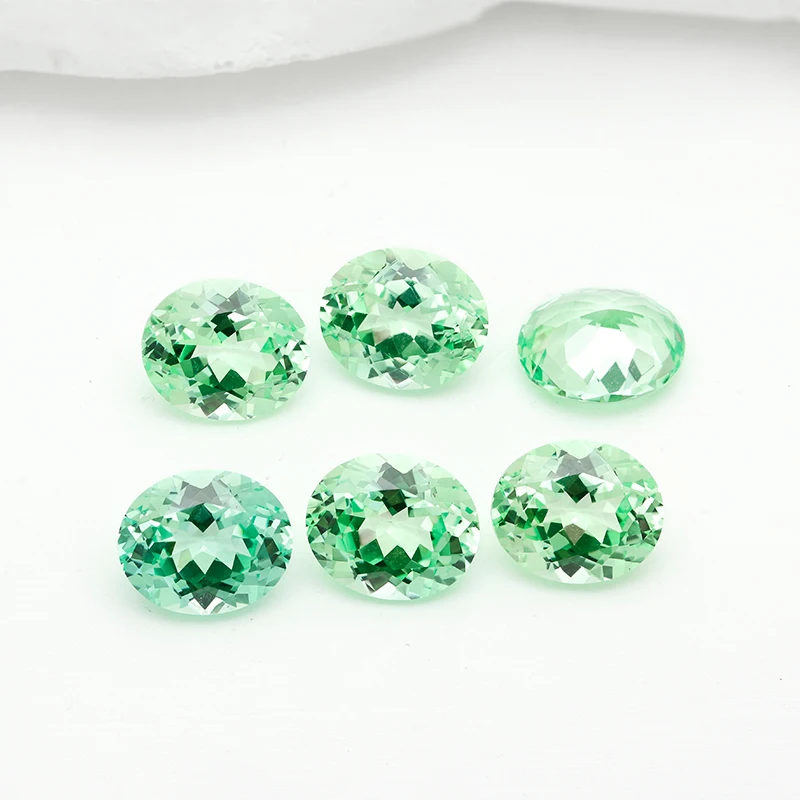 Exceptional Green Corundum Flame Melted Lab Mint Green Oval Shape With AGL Certificate Cultivate For jewelry  Loose Gemstone