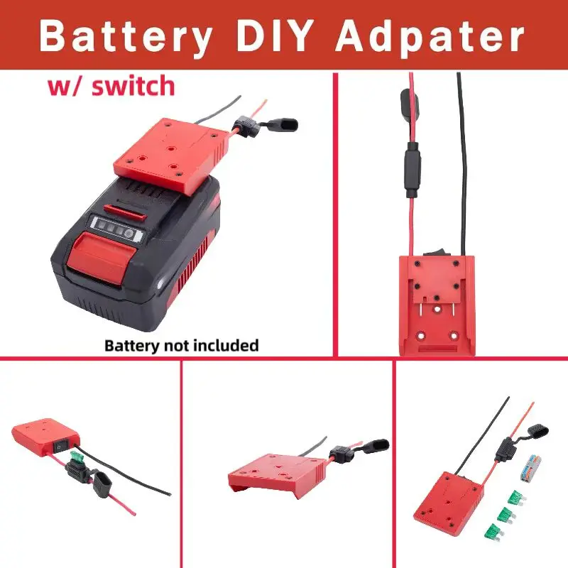 Electric Wheel Adapter for OZITO Einhell Battery w/fuse Holder And Switch Terminal Block 14AWG Wire For Remote Control Car Toy