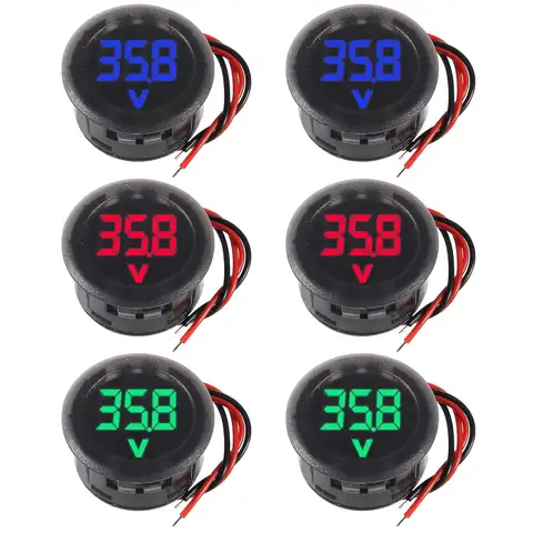 2/4 Uds DC 4-100V medidor de voltaje de coche pantalla Digital LED 12V 24V voltímetro impermeable medidor de voltaje redondo probador Detector de voltios