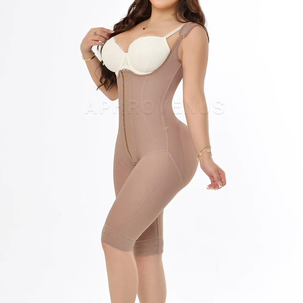 

Fajas High Compression Body Shaper with Bones Fabric Abdominal Control Adjustable Shoulder Clasps and Buttock Butt Lifter