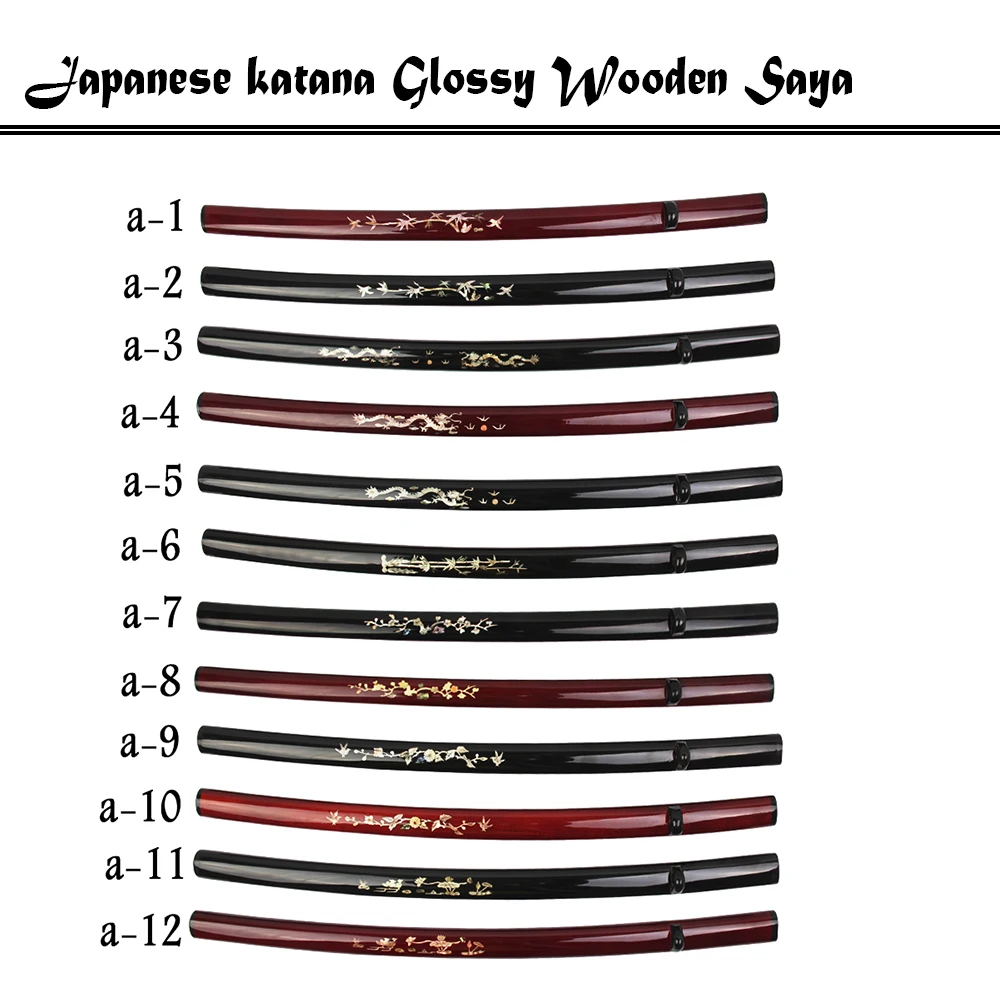 

Custom-made 76CM Wooden Japanese Sword Saya, Scabbard Sheath,Inlaid Genuine Shells,UV Printing Pattern, Black, Red, Decor