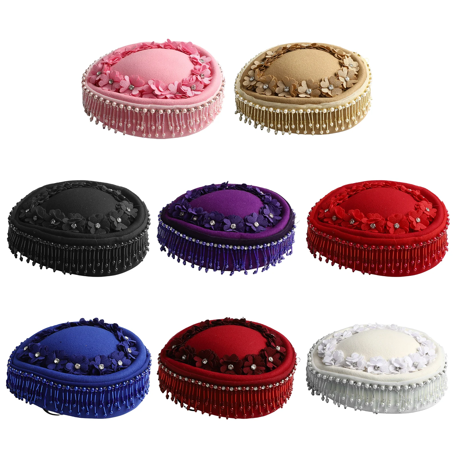 الرجعية النمط الأوروبي قبعات البيريه النسائية الأزياء قبعة البيريه حجر الراين فو اللؤلؤ ديكور قبعة لحزب الهالوين تأثيري حلي