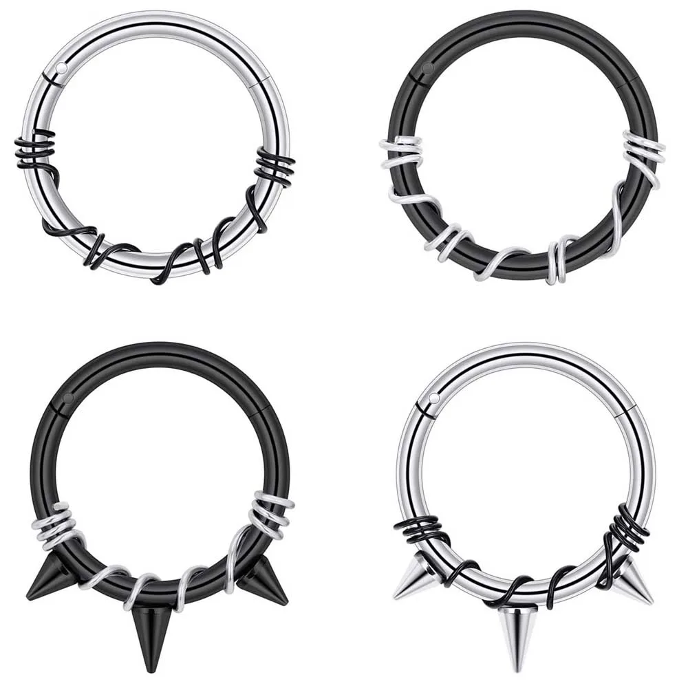 2pcs Stainless Steel 16G Septum Nostril Conch Cartilage Hoop Helix Daith Nose Piercing Tragus  Jewelry for Women Men 8/10mm