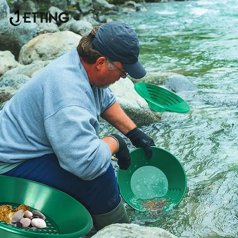 Sieve Gold Pan Green Plastic Bowl 10/14/15 inch Washing Gold Panning Machine Screen Mining Screen Metal Detection Tools