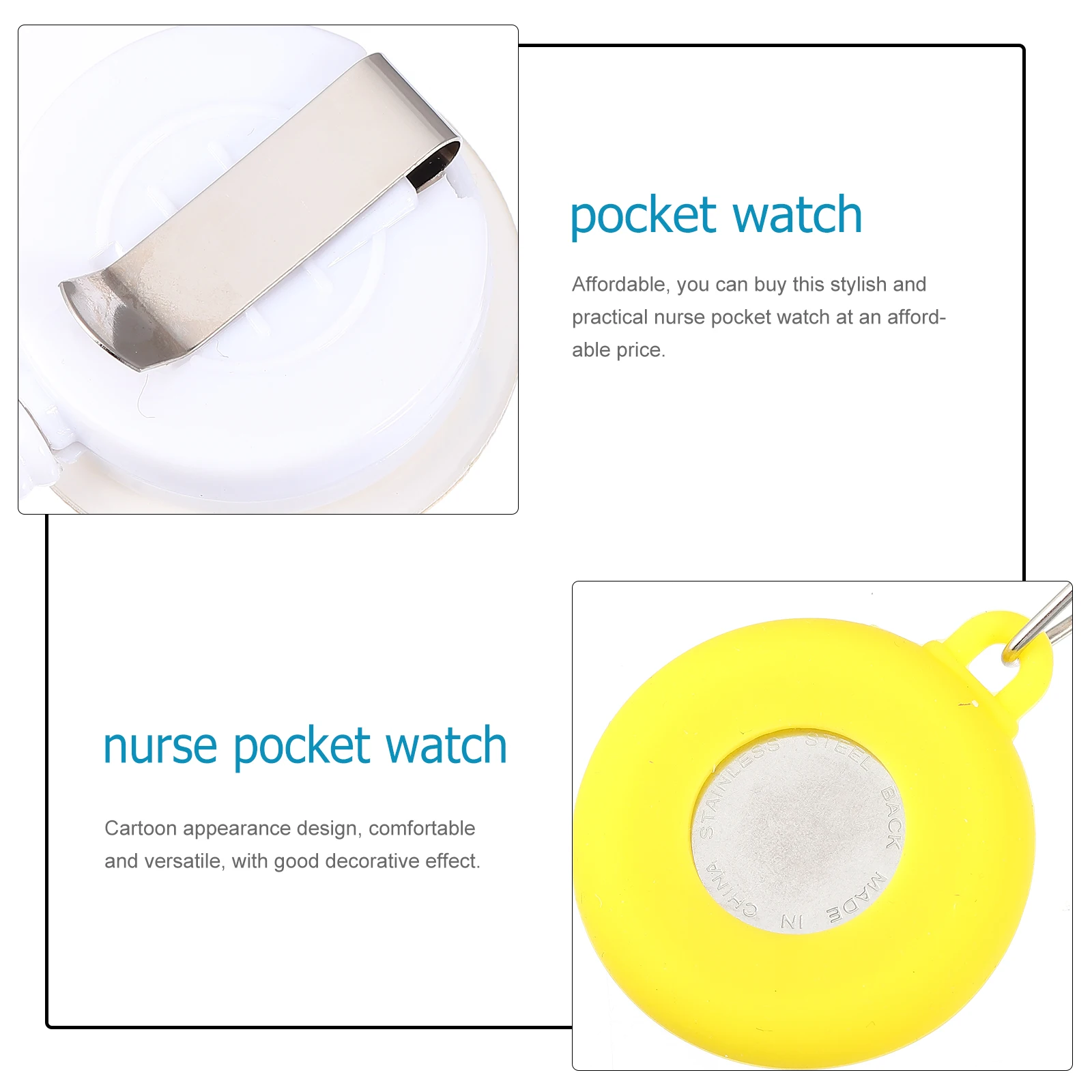 

Nurse Chest Electronic Pocket Watch for Women Yellow Clip Brooch Zinc Alloy Fob Student Nurse Lapel Watch Cartoon Durable