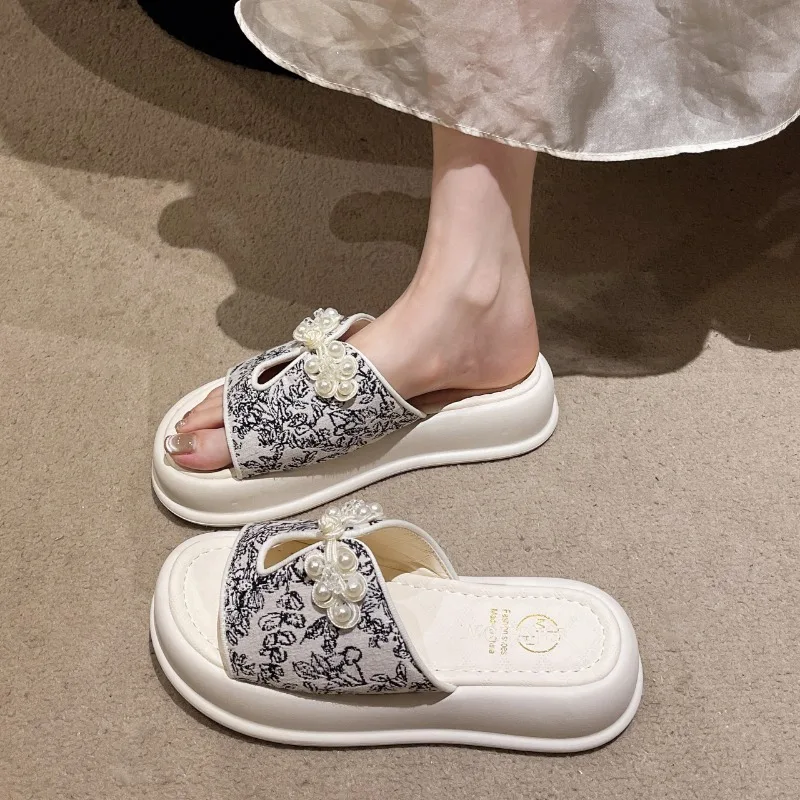 

Женские летние шлепанцы, толстая подошва, круглый вырез, сковорода, пряжка, повседневные сандалии для увеличения роста