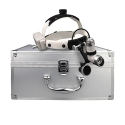 2.5X/3.5X Headband Dental Loupe Medical Binoculars High Brightness Headlight Spot Size Adjustable Surgical Light w Li-on Battery