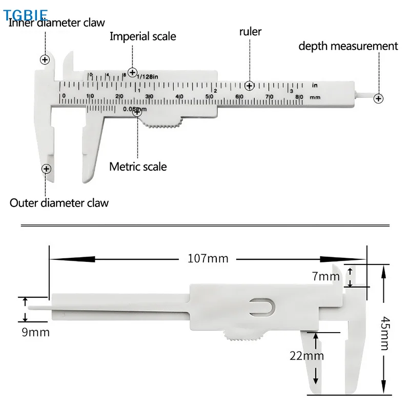 

[T]Portable Double Scale 80MM Plastic Eyebrow Measuring Vernier Caliper Caliper Ruler Plastic Permanent Makeup Measurement Tools
