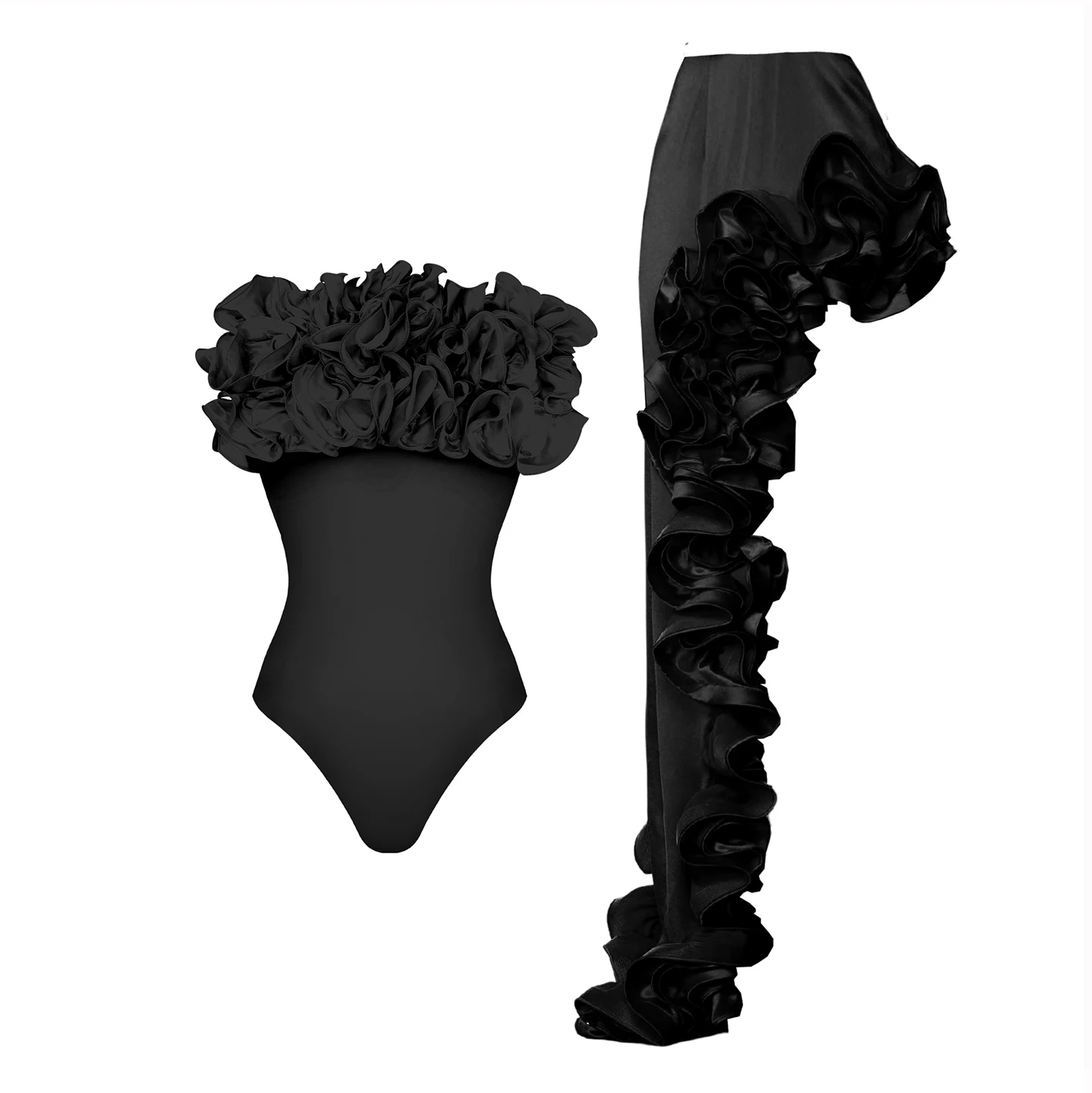 2025 Effen Rode Bloem Eendelig Badpak Luxe Vrouwen Badmode Sexy Badpak Diepe V Monokini Off Schouder Bodysuit Badpak