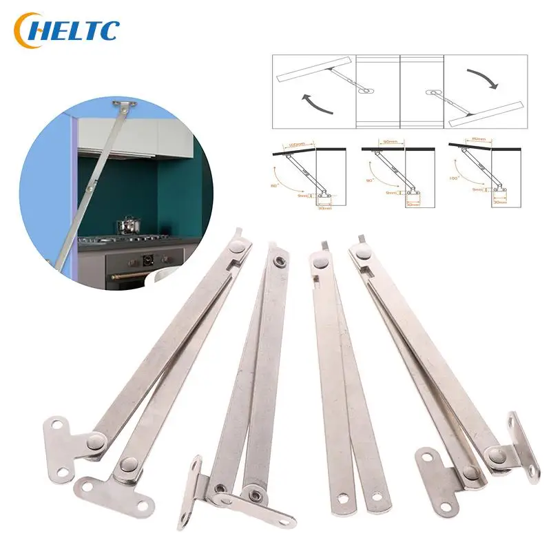 1pcs Cabinet Furniture Doors Close Lift Up Stay Support Hinge Stainless Steel Two Fold Pull Rod Kitchen Accessories