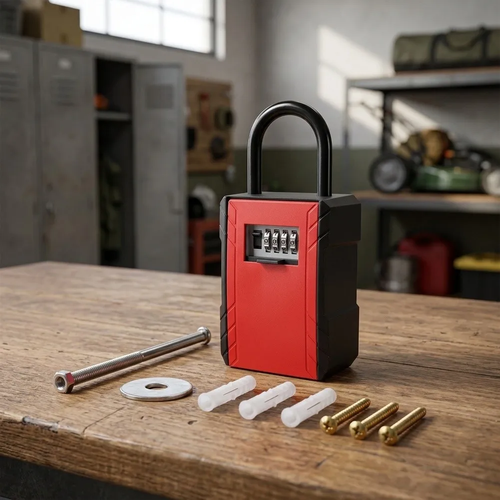 Waterproof Key Lock Box 4 Digit Code Lock Zinc Alloy Body ABS Interior 19.3 x 6 x 9 cm Weather Resistant Design