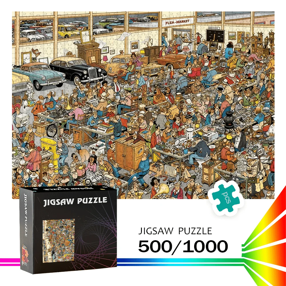 

Рынок блох и высококачественная головоломка 500 шт./1000 шт. - головоломка «сделай сам» на дни рождения, Хэллоуин, Рождество, День Благодарения, Пасха и