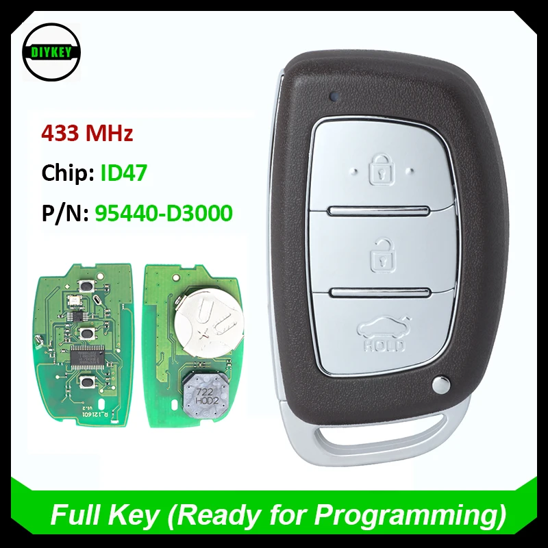

DIYKEY 95440-D3000 for Hyundai Tucson For 2016 2017 Remote key Fob 3 Button 433MZ ID47 chip Smart Key Keyless Go