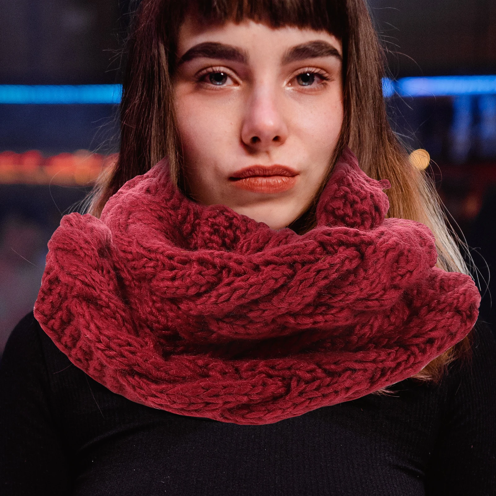 

Chunky Knit Neck Gaiter Warm Scarf Soft Yarn Material Winter Headb Ear Covers Fleece Balaclava Ski Mask Cold Face Cover