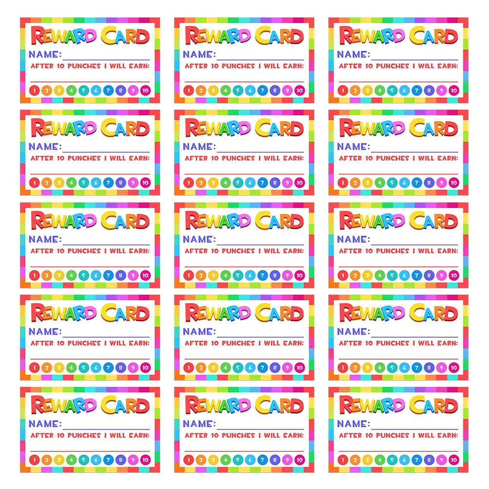 50 Pcs Classroom Reward Punch Cards Cartoon Accumulating Encouragement for Encouraging