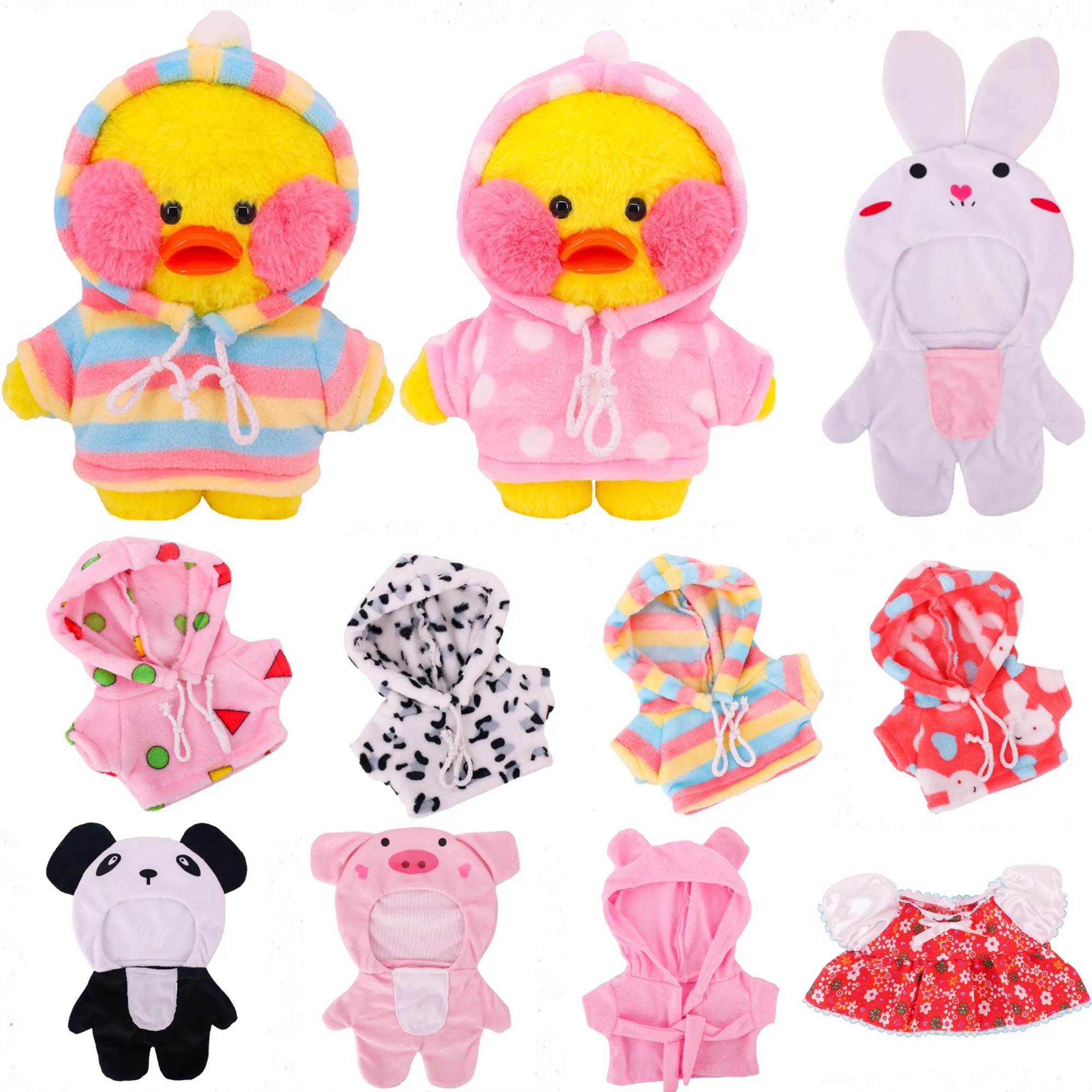 Ropa bonita de 30cm para muñeca de peluche, accesorios para traje para cafetería LaLafanfan, ropa de pato, mono para muñeca, sudaderas con capucha a juego de colores, regalo para niña