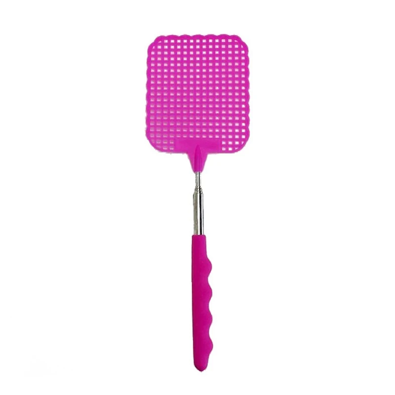 

2X Flyswatter Fly Tapper Mosquito Insects Swatter Telescopic Up To 73 Cm Pink