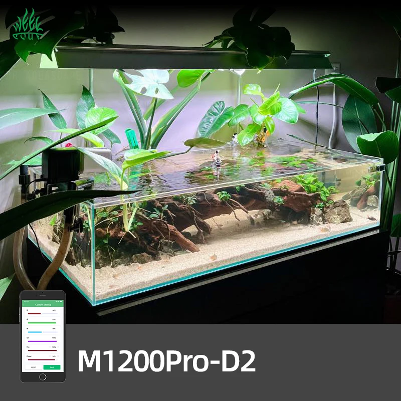 

M1200D Planted Led Grow Light Bluetooth Control Timer Dimmable 4ft 120cm 100w Led Fish tank Light with Aluminum Bracket