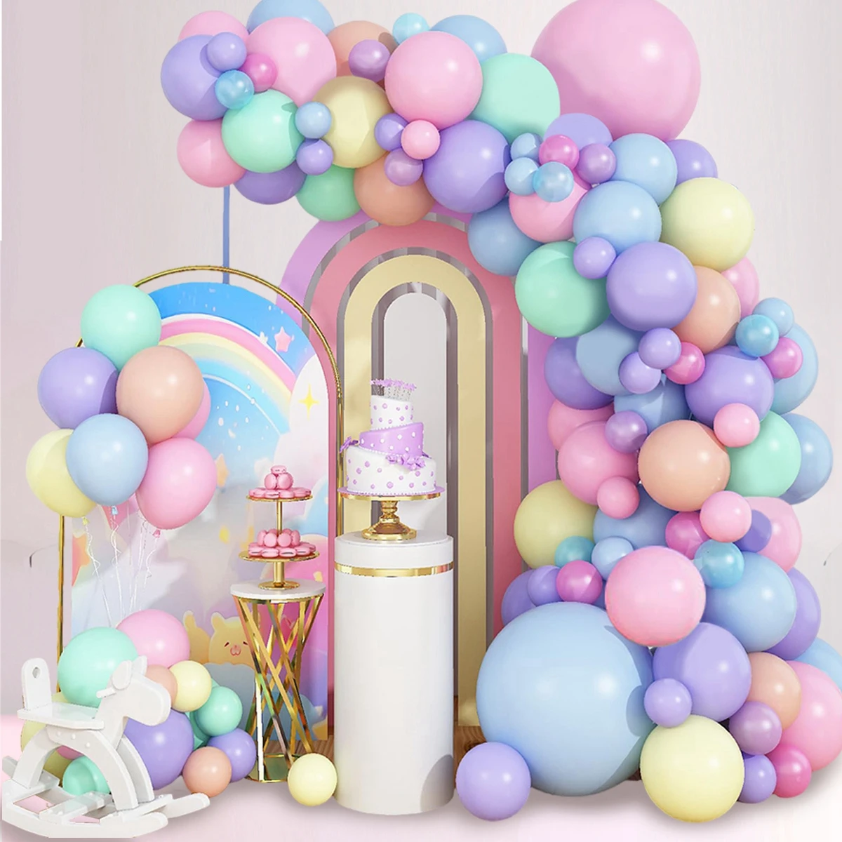 Macaron Birthday Balloons Garland Arch Kit Birthday Party Decorations Kids Birthday Party Supplies Baby Shower Decor Balloon