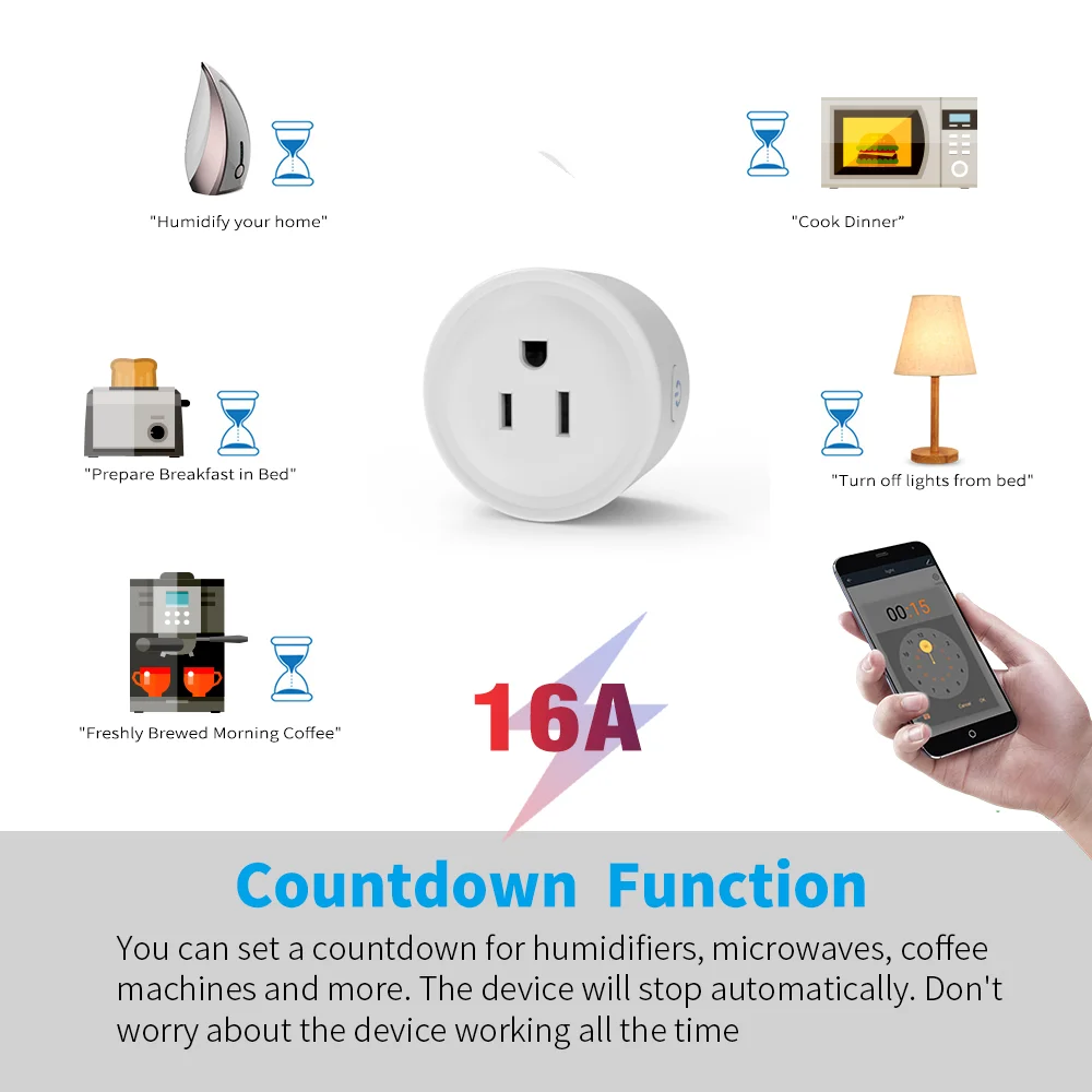 Cerhot Homekit 16A US Plug WIFI Smart Plug Adapter Smart Home con Apple Siri Alexa Google Home Cozylife WiFi Plug WiFi Swith