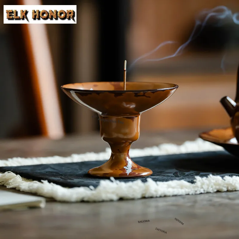 ZAEYORIA Kiln Fambe Red-crowned Crane Incense Holder Mist Smoking Steamers Incense Burners Consecrate Censer Home Ornaments Gift