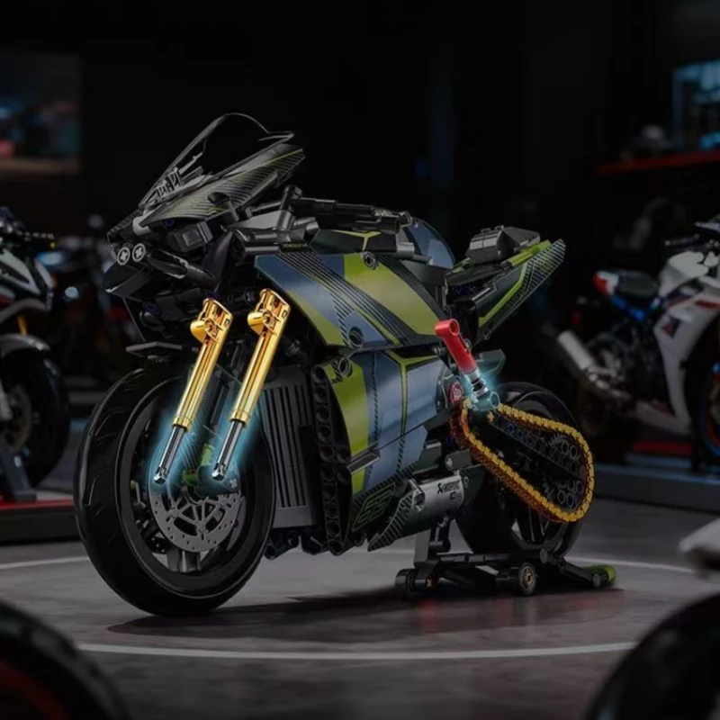 โมเดลรถมอเตอร์ไซค์แข่งทางเทคนิค ชุดตัวต่อรถมอเตอร์ไซค์ชื่อดัง ของตกแต่งโต๊ะทำงาน ยานพาหนะในเมือง ของเล่นเด็ก ของขวัญเทศกาล