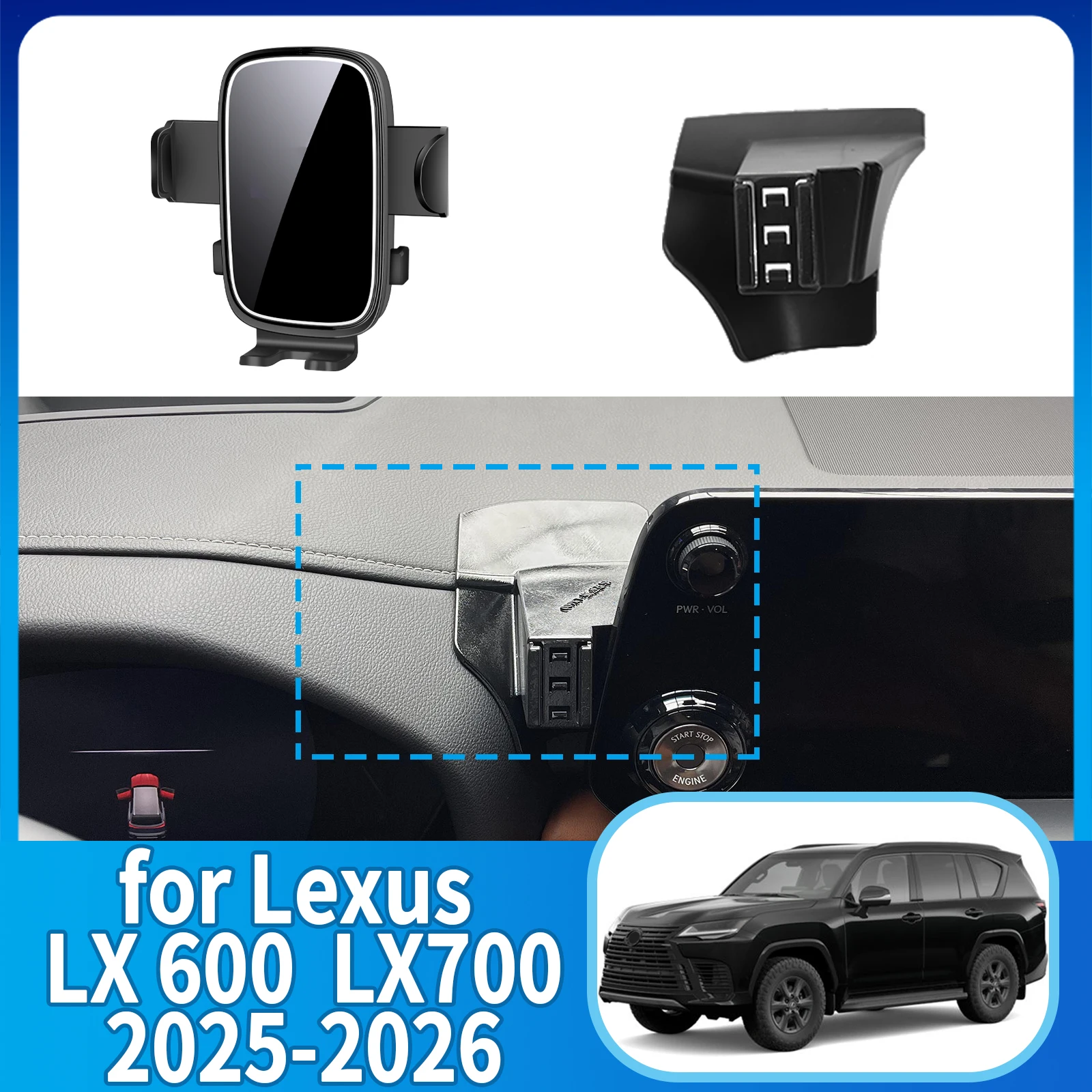 

for Lexus LX 700 LX700 LX600 600 LX700H F SPORT Phone Holder, Dashboard Screen Mount Bracket Easy Installation​​ Car accessoires