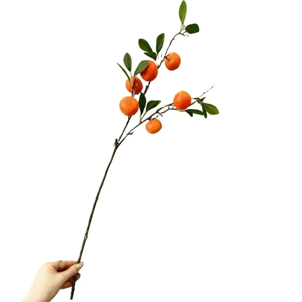 

Green Leaves Artificial Orange Branch Faux Orange Luxury Artificial Orange Fruit Plastic Realistic Simulation Fruit Tree