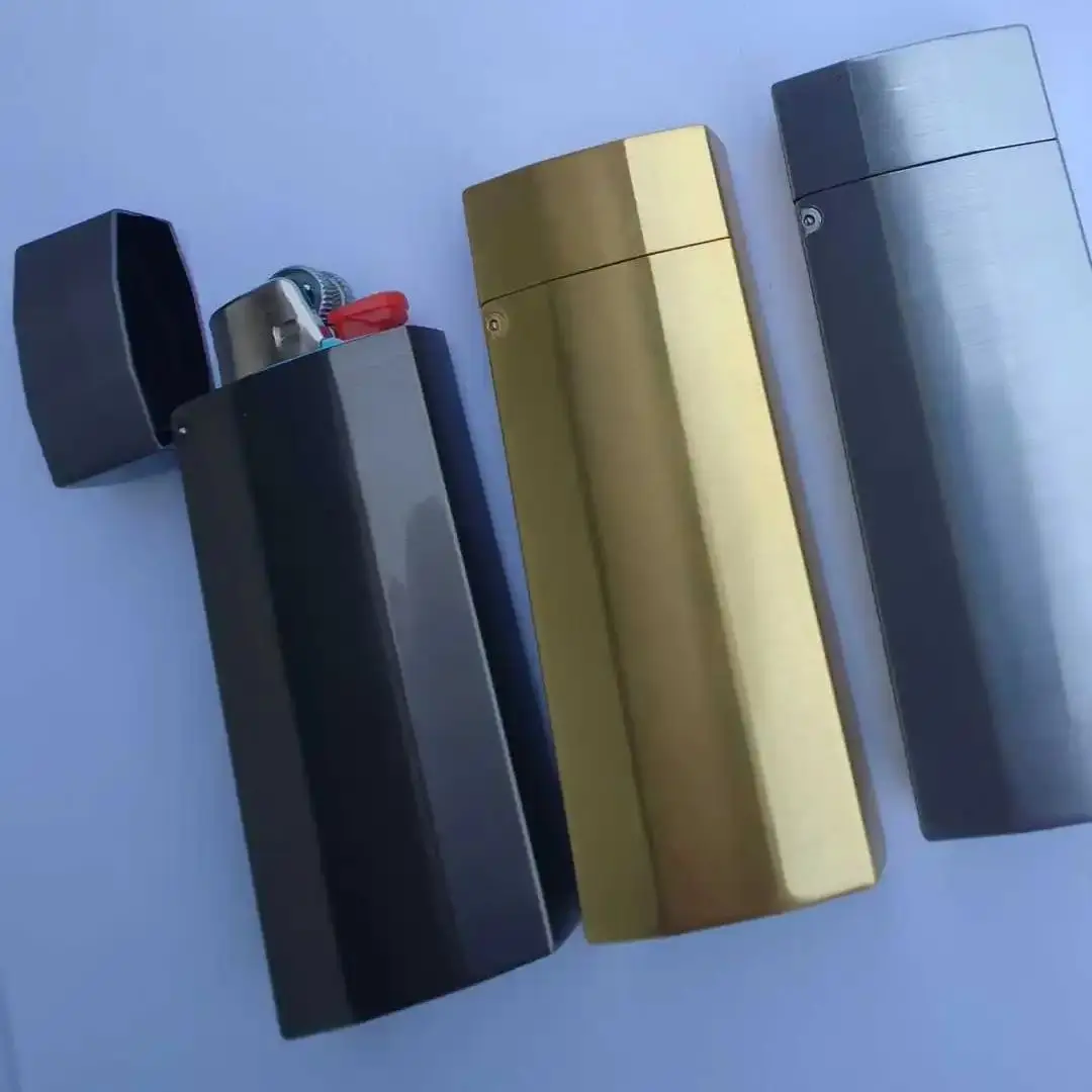 Zinc Alloy Lighter Case Cover for BIC J6 Lighter Holder Flip-Top Protective Shell with Bottle Opener Dust & Waterproof  sleeve