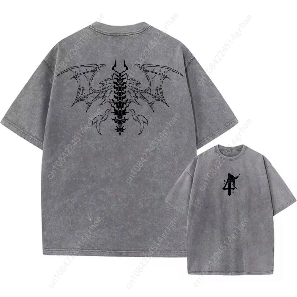 เสื้อยืด Y2K ฤดูร้อนผู้ชายผู้หญิงอะนิเมะบลีชพิมพ์เสื้อยืดลำลองผ้าฝ้าย 100%พังก์กอธิควินเทจฮิปฮอปเสื้อยืด