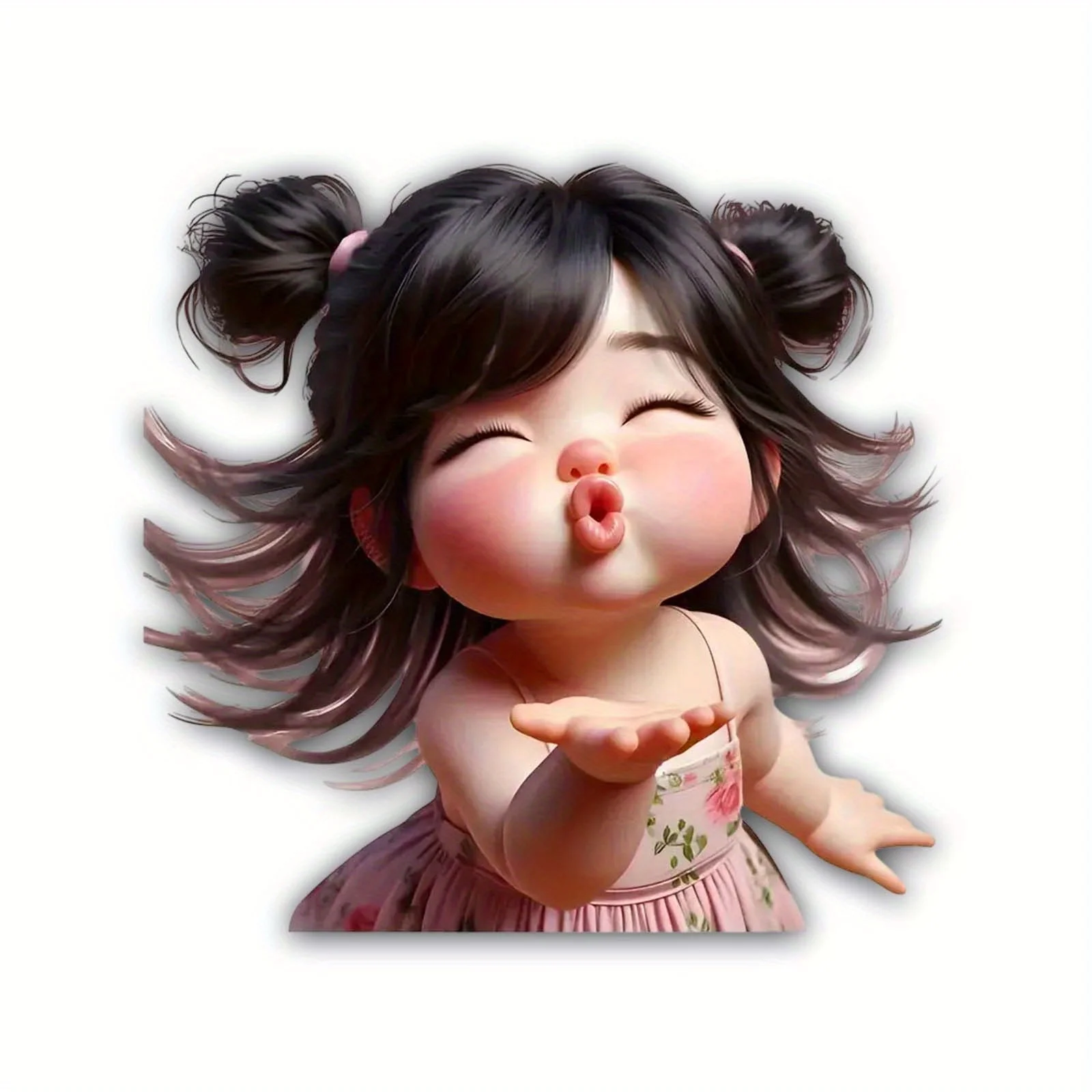 

1pc Cute Blowing Kiss Girl Vinyl Stickers, 3/5Pcs Creative Decals for Laptop, Kindle, Motorcycle Helmet