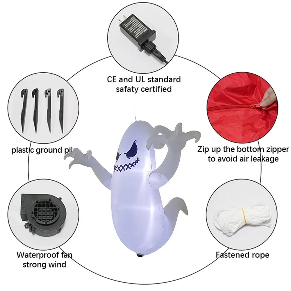 For Halloween Parties Lighted Yard Figure LED Hanging Specter For Halloween Ambiance Sturdy Polyester Material