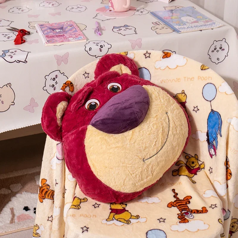 Lovely Pink Bear Cushion Stuffed Anime Cuddly Plushies Sofa Bed Throw Pillow Bay Window Lotso Cushion Home Decor Gifts Girl