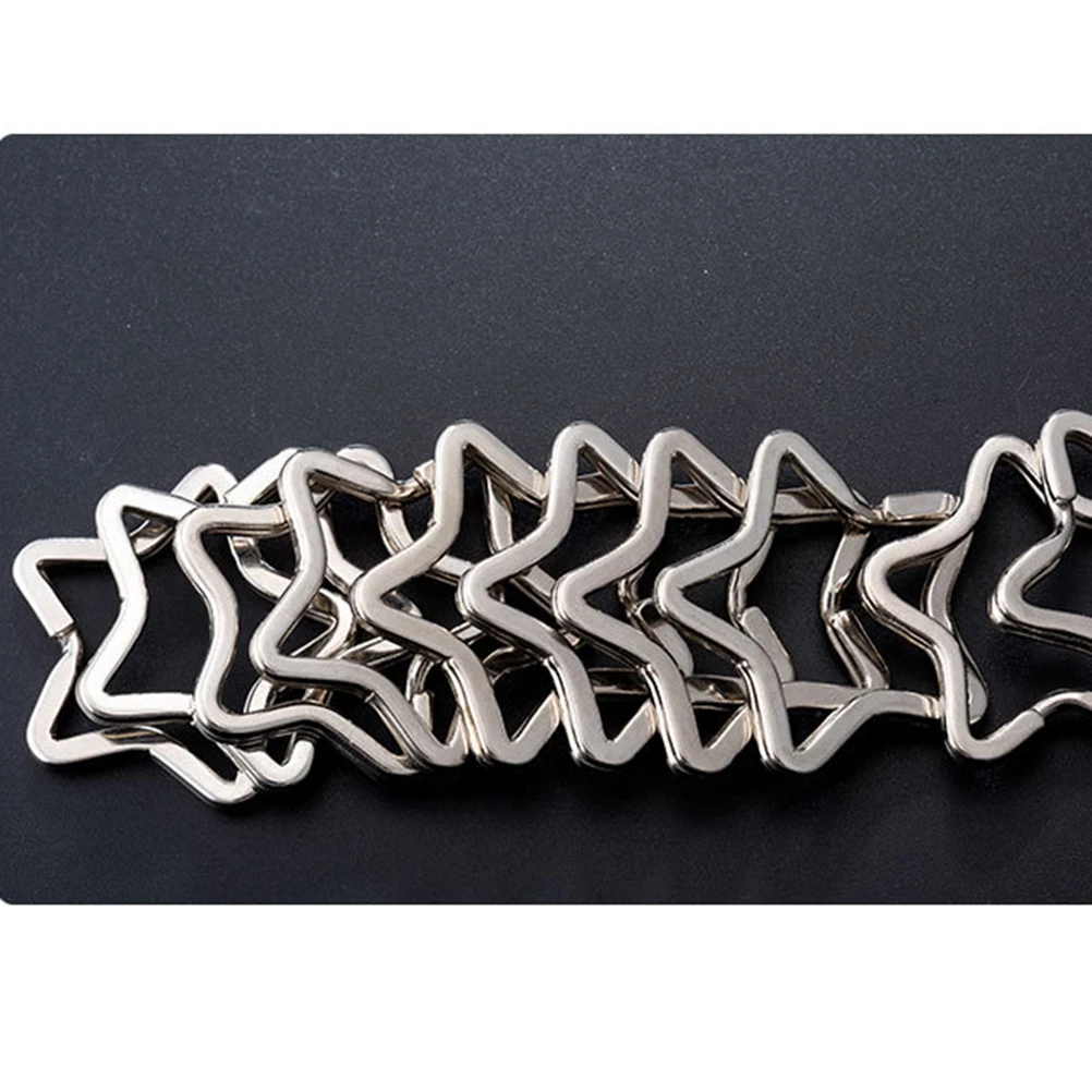 

50pcs Metal Split Key Chain Star Shape Keychain Connector Pentagram Key Holder Key Decor Accessories